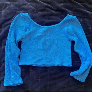 Hunza G swim crinkle crop top blue